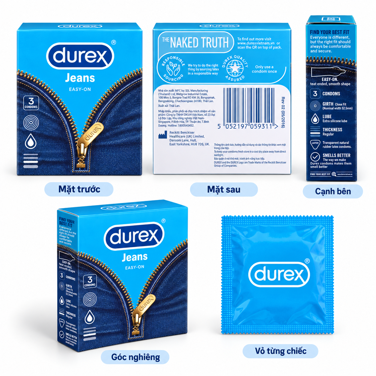 Bao cao su Durex Jeans (hộp 3 chiếc)