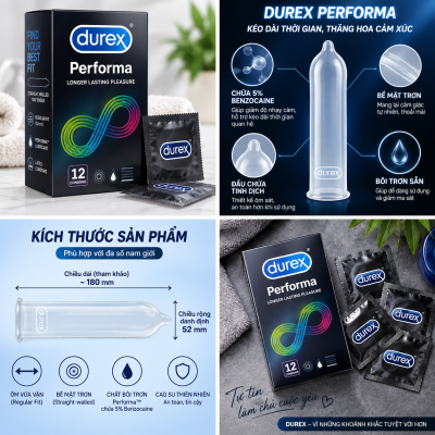 Bao cao su Durex Performa (hộp 12 chiếc)
