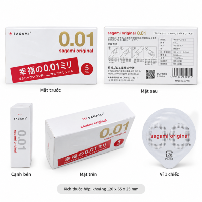 Bao cao su Sagami Original 0.01 (hộp 5 chiếc)