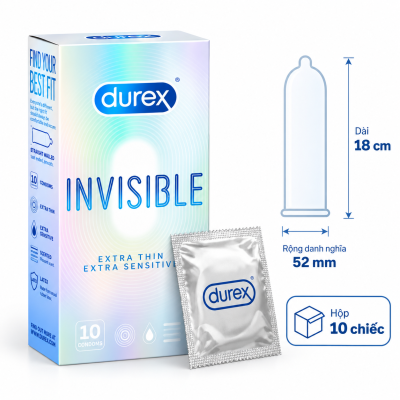 Bao cao su Durex Invisible (hộp 10 chiếc)
