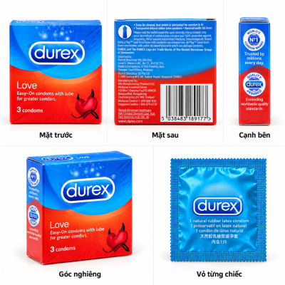 Bao cao su Durex Love (hộp 3 chiếc)