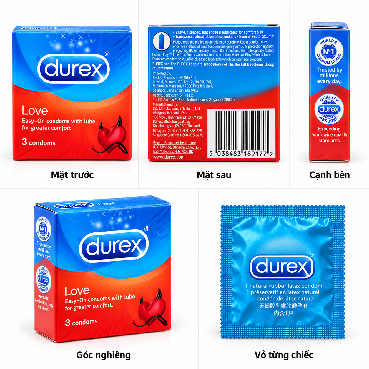 Bao cao su Durex Love (hộp 3 chiếc)
