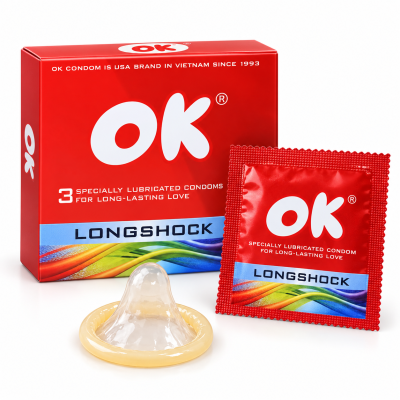 Bao cao su OK Long Shock (hộp 3 chiếc)
