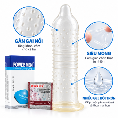 Bao cao su Power Men Deluxe (hộp 12 chiếc)