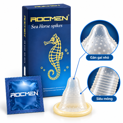 Bao cao su Rocmen cá ngựa xanh (hộp 10 chiếc)