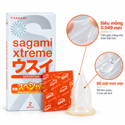 Bao cao su Sagami Xtreme Superthin (hộp 2 chiếc)