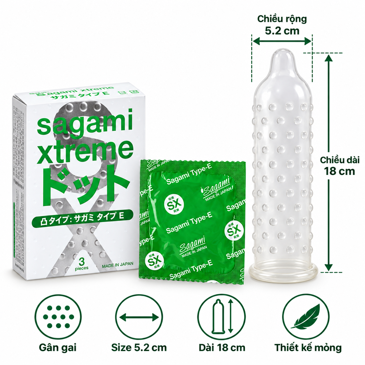 Bao cao su Sagami Xtreme White (hộp 3 chiếc)