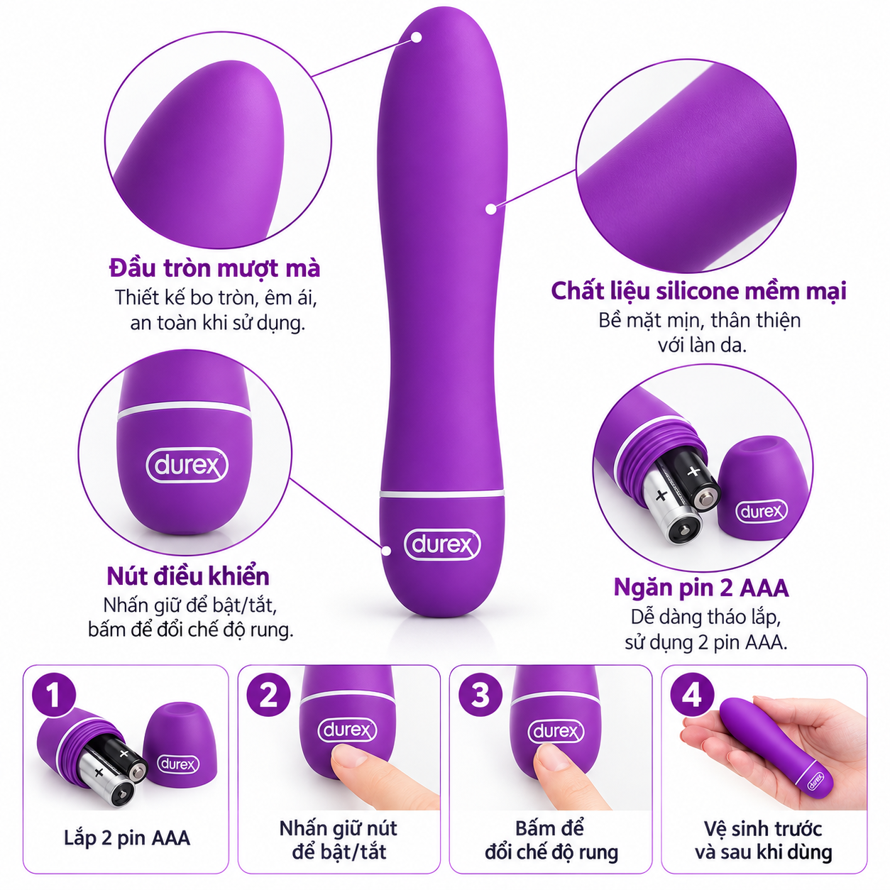 Trứng rung dài Mini Durex Benny