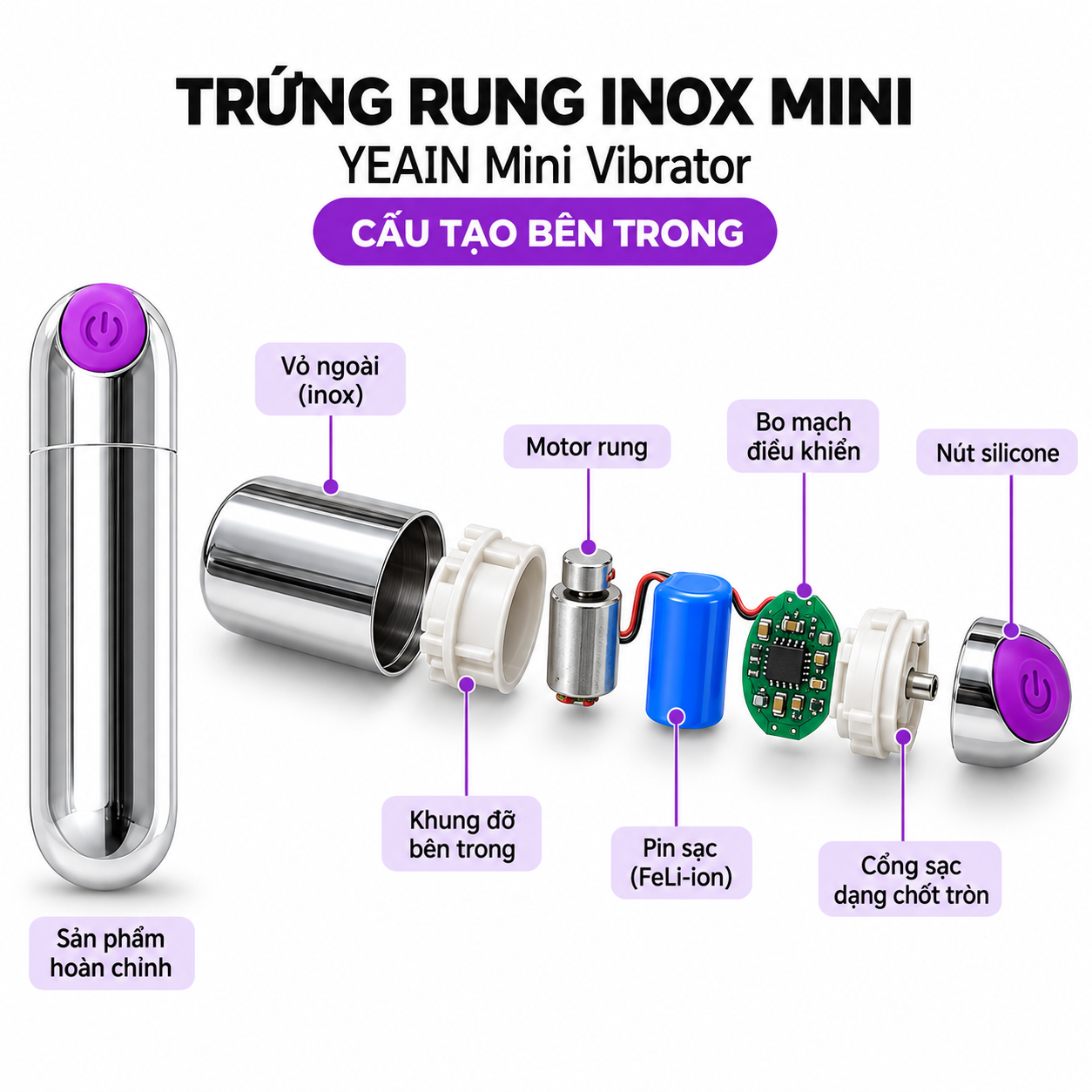 Trứng rung Inox Mini siêu mạnh