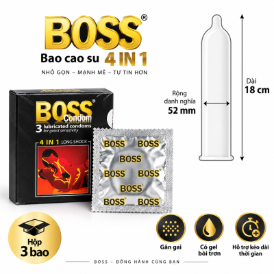 Bao cao su Boss 4 in 1 (hộp 3 chiếc)