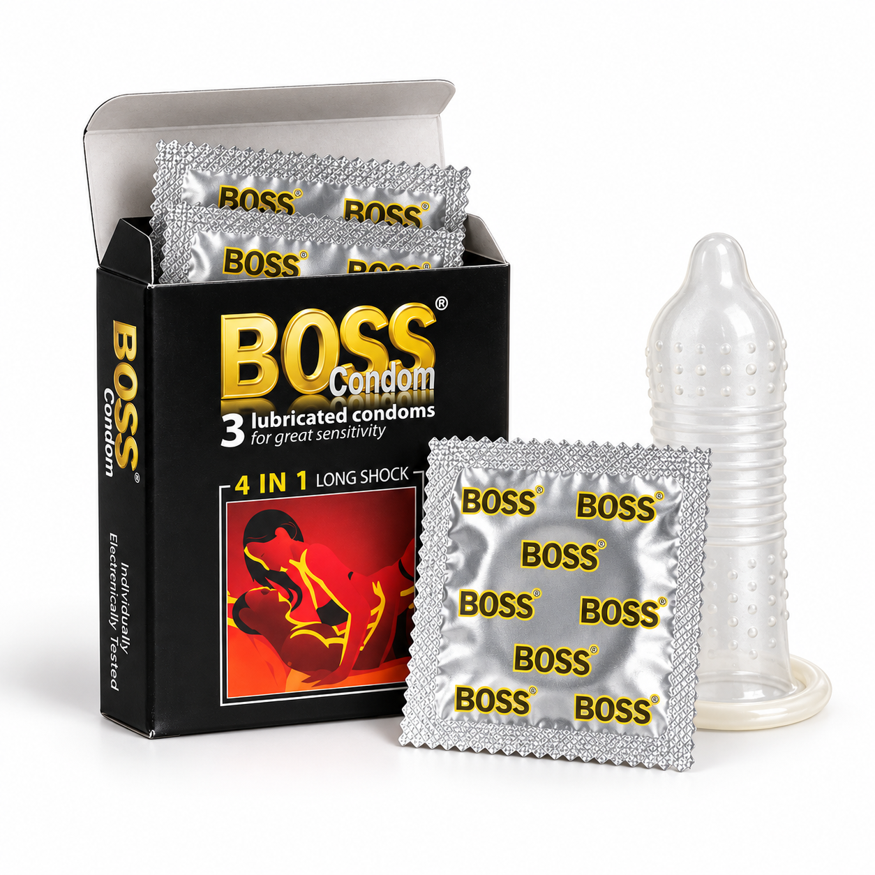 Bao cao su Boss 4 in 1 (hộp 3 chiếc)