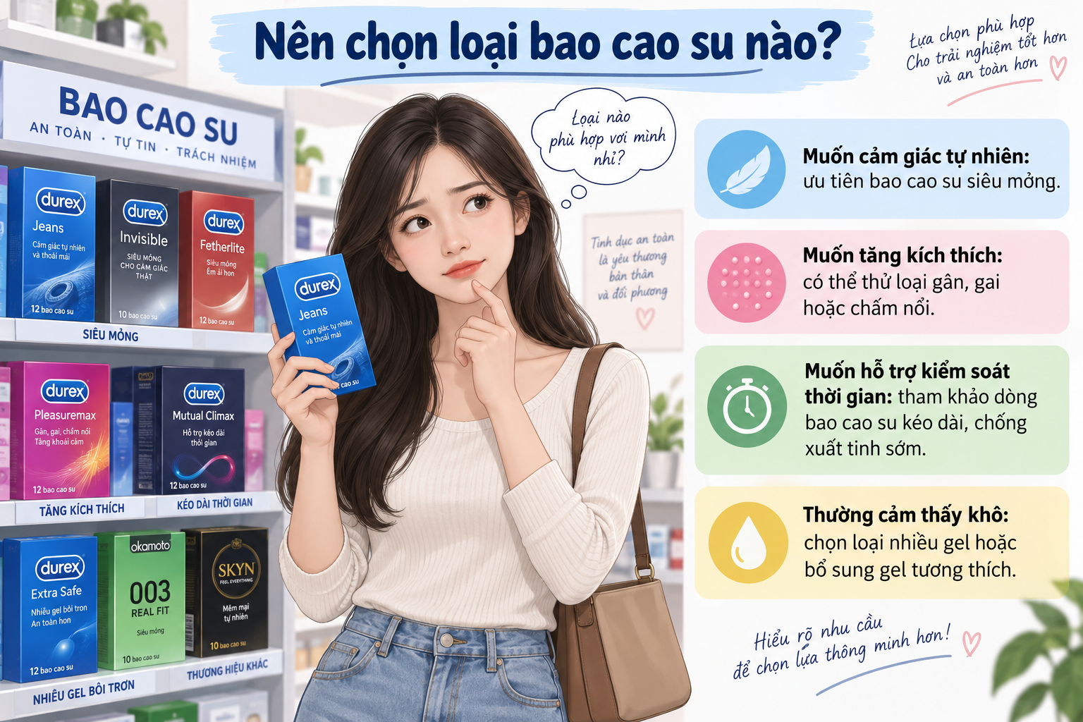 4 tiêu chí quan trọng khi lựa chọn bao cao su