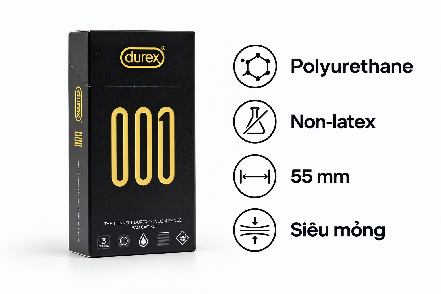 Bao cao su Durex 001 – dòng siêu mỏng cao cấp của Durex Bao cao su Durex 001 – dòng siêu mỏng cao cấp của Durex