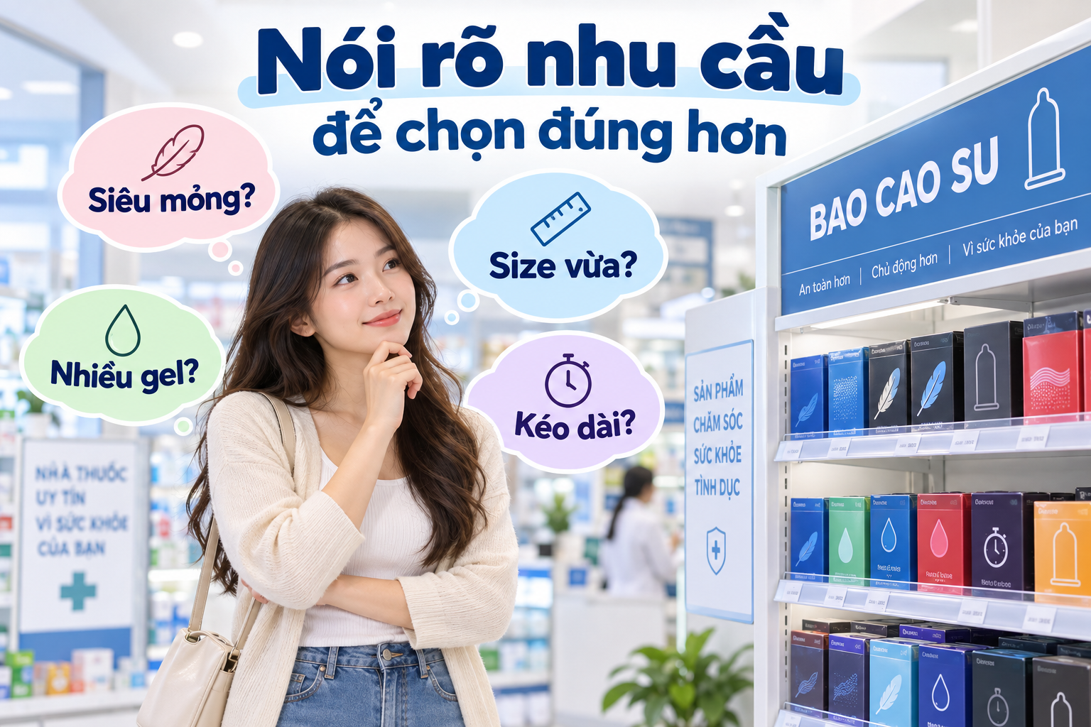 Nói rõ nhu cầu để được tư vấn chọn bao cao su phù hợp